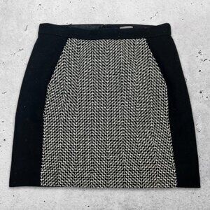 J.Crew Pencil Skirt Clean Tailored Lines Houndstooth Pattern Black/White W‎ 0P